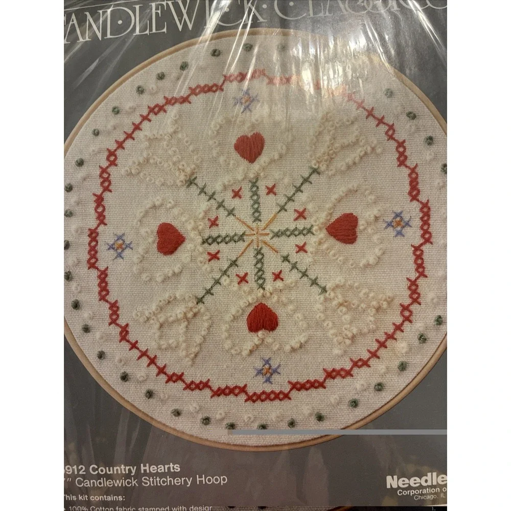 Vintage WonderArt Kit Country Hearts NeedleCraft Candlewick Classics 5912 Open